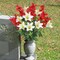 Cemetery Flowers 2pack Cemetery Decorations for Grave Funeral Flowers Artificial Lily Gladiolus Cemetery Flowers for Grave Graveyard Memorial Flowers for Gravesite Cemetery Headstones -Red and White